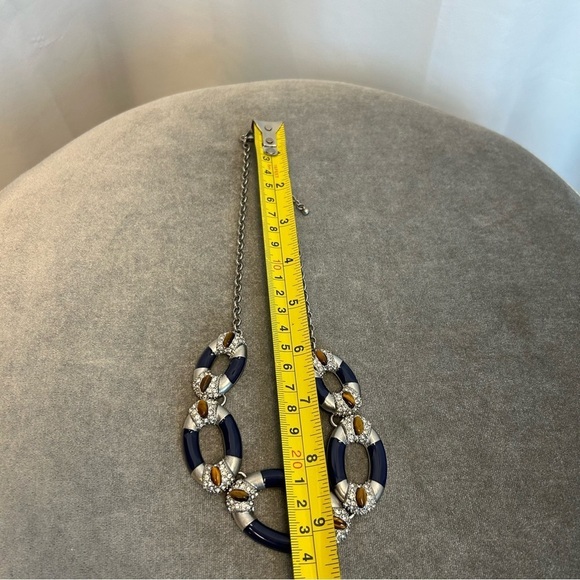 KIAM family navy blue tiger eye oval crystal rhinestone necklace - Picture 9 of 12